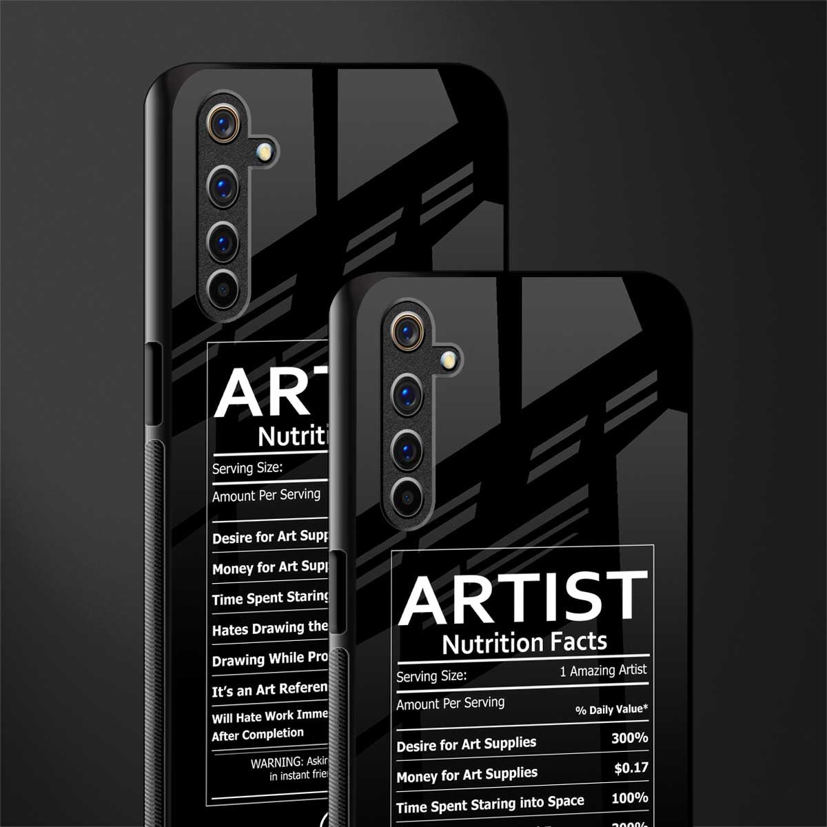 artist nutrition facts glass case for realme 6i image-2