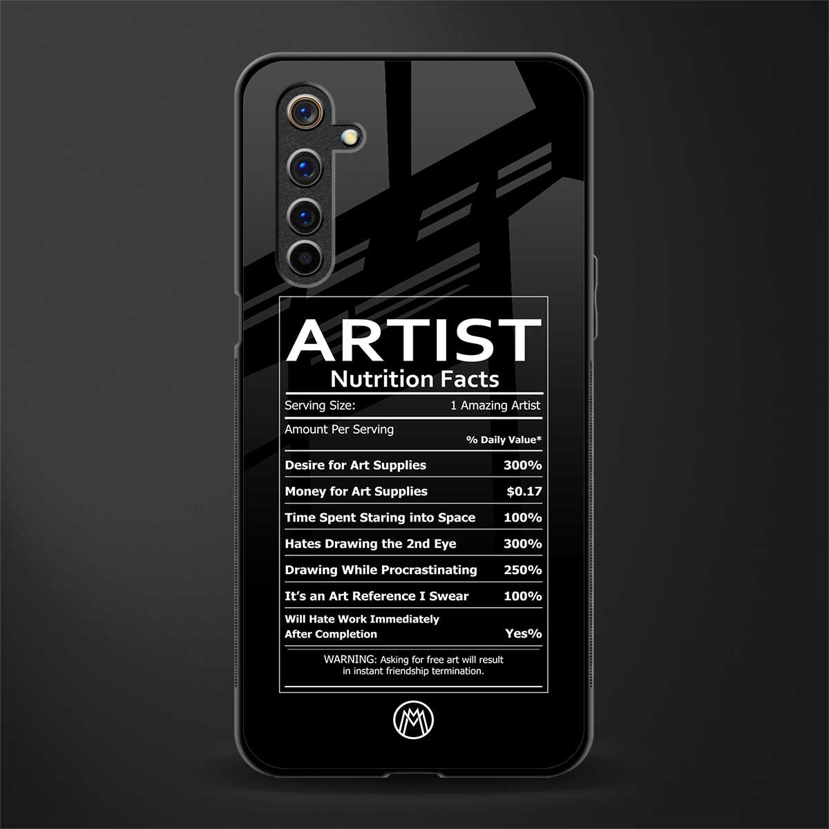 artist nutrition facts glass case for realme 6i image
