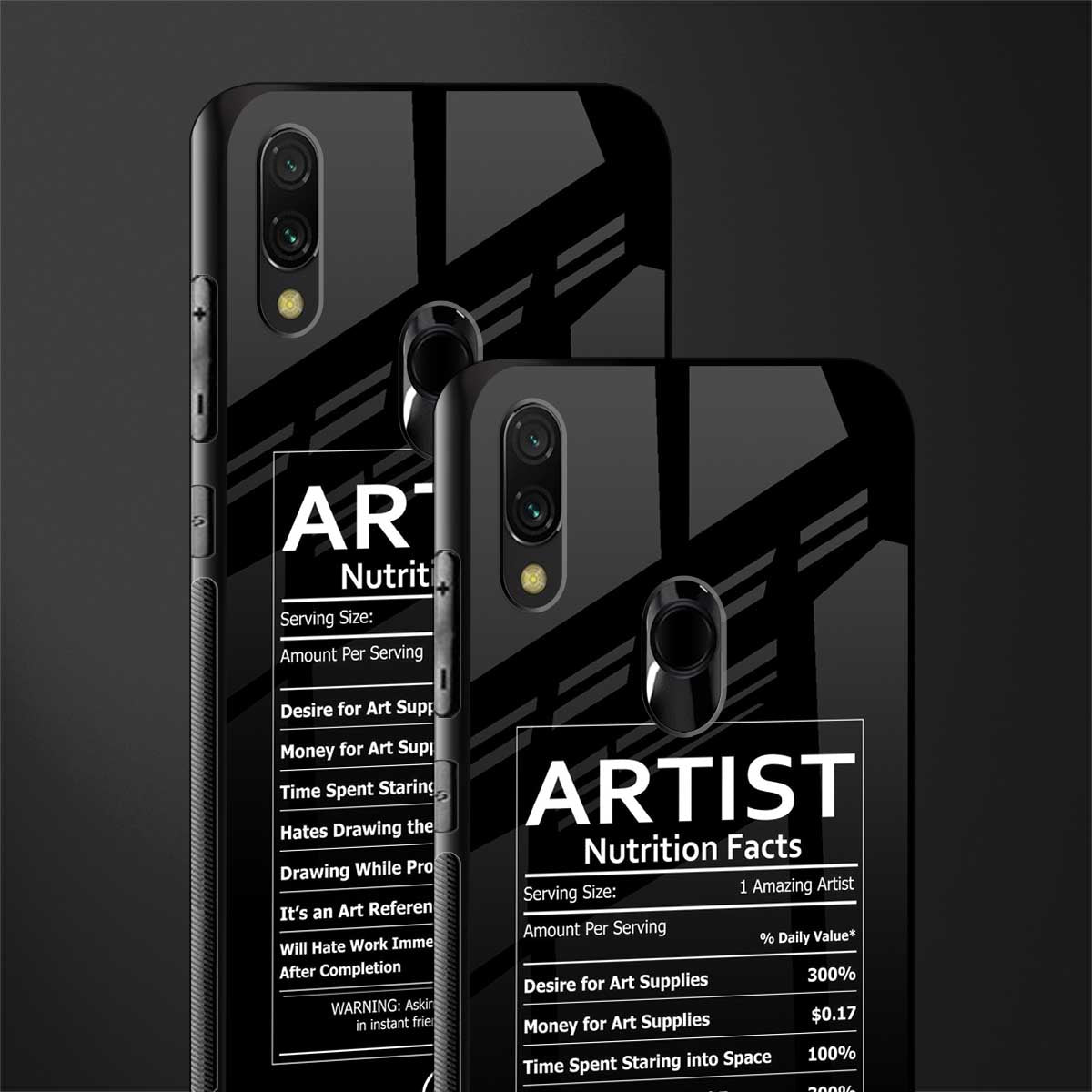 artist nutrition facts glass case for redmi note 7s image-2