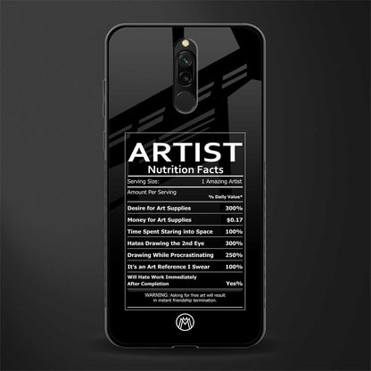 artist nutrition facts glass case for redmi 8 image