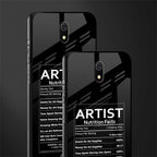 artist nutrition facts glass case for redmi 8a image-2