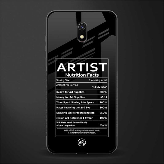 artist nutrition facts glass case for redmi 8a image
