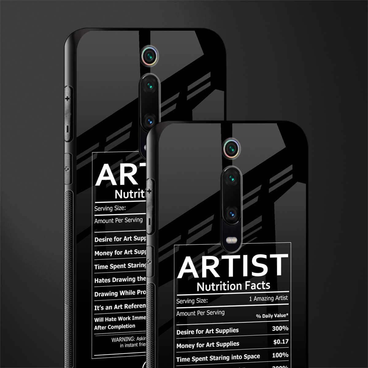 artist nutrition facts glass case for redmi k20 image-2
