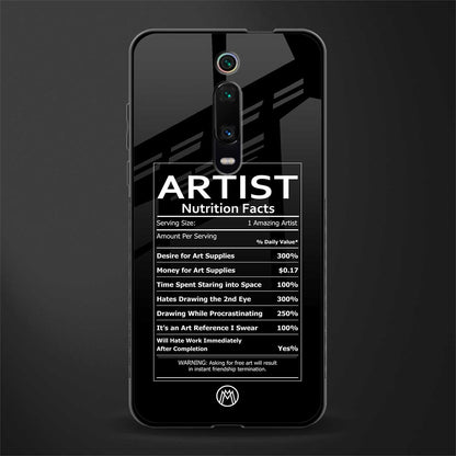 artist nutrition facts glass case for redmi k20 image