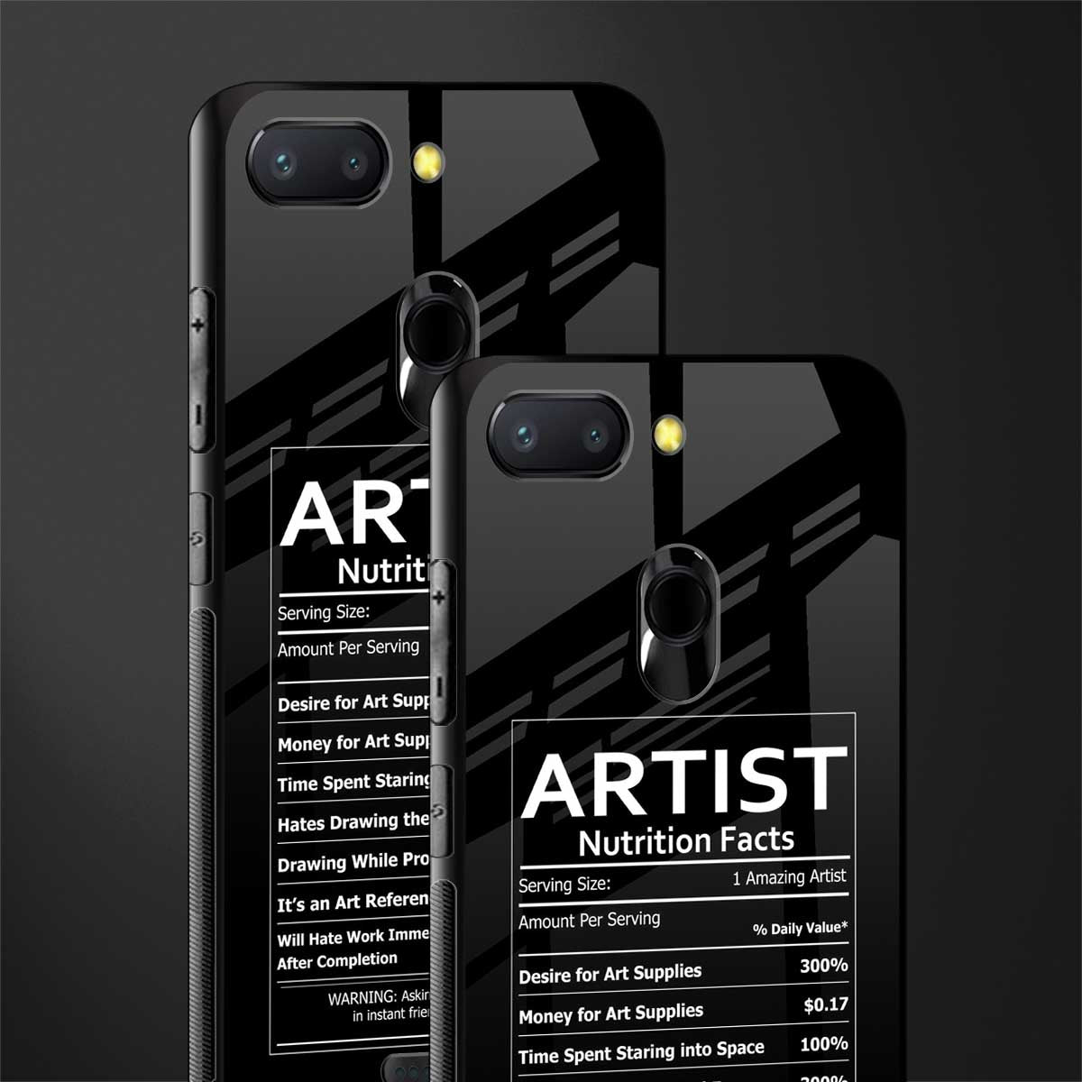 artist nutrition facts glass case for redmi 6 image-2