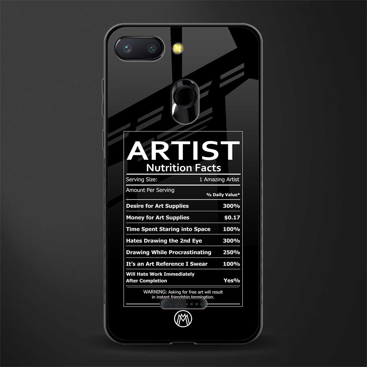 artist nutrition facts glass case for redmi 6 image