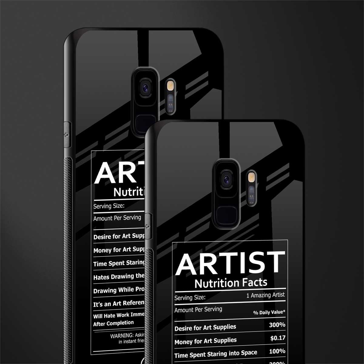 artist nutrition facts glass case for samsung galaxy s9 image-2