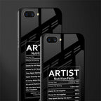 artist nutrition facts glass case for realme c1 image-2