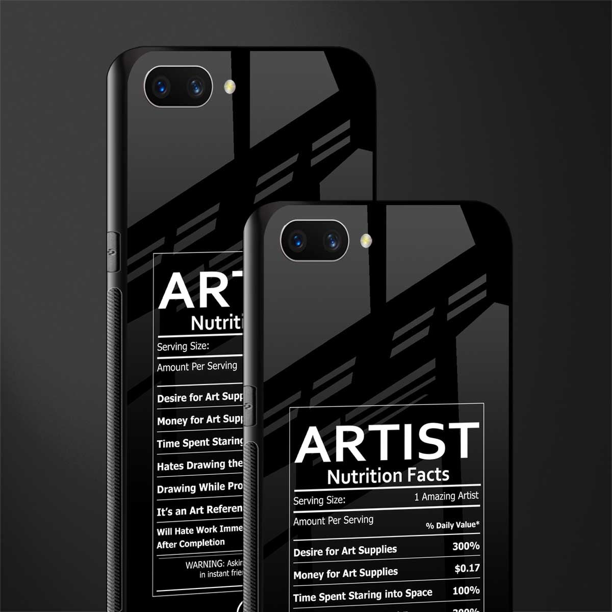 artist nutrition facts glass case for realme c1 image-2