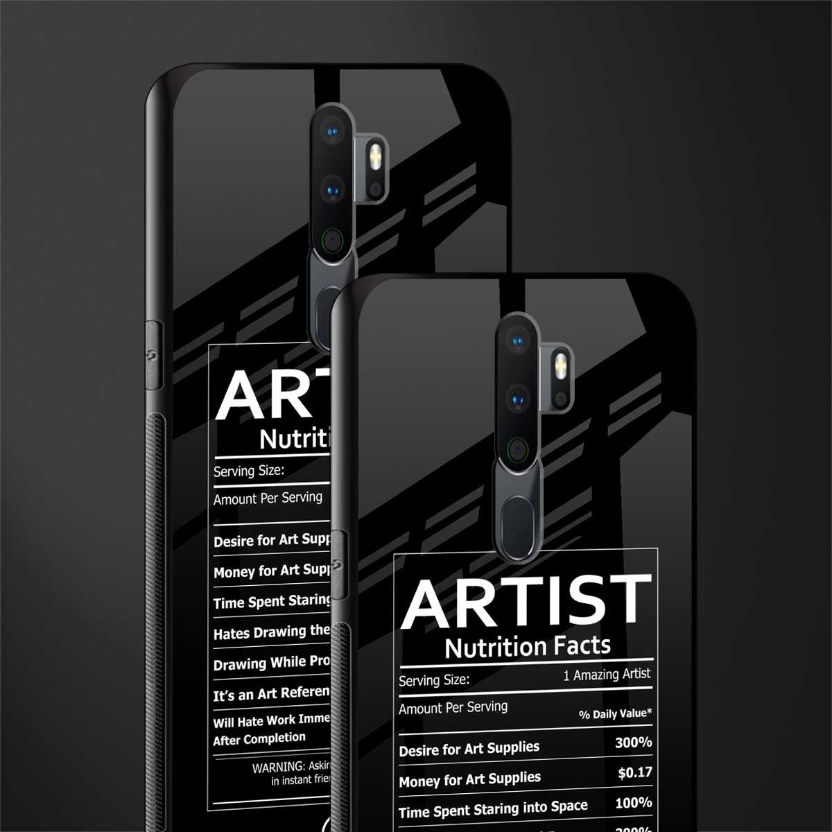 artist nutrition facts glass case for oppo a5 2020 image-2