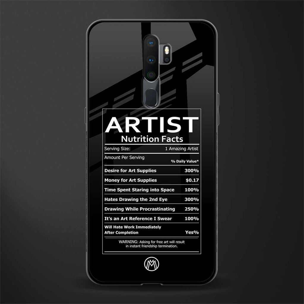 artist nutrition facts glass case for oppo a9 2020 image