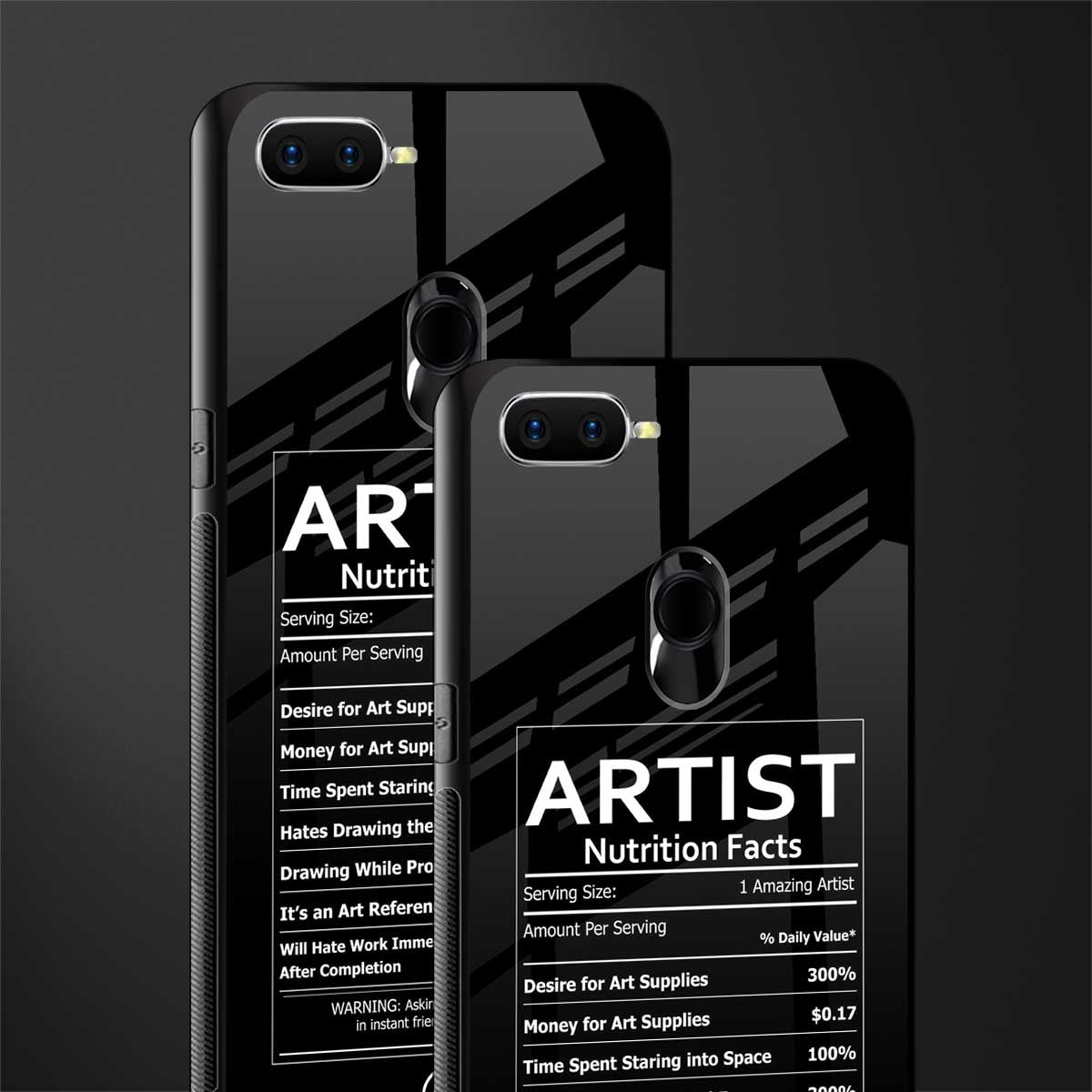 artist nutrition facts glass case for oppo a12 image-2