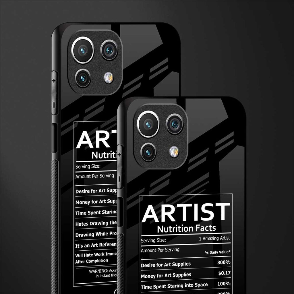 artist nutrition facts glass case for mi 11 lite image-2