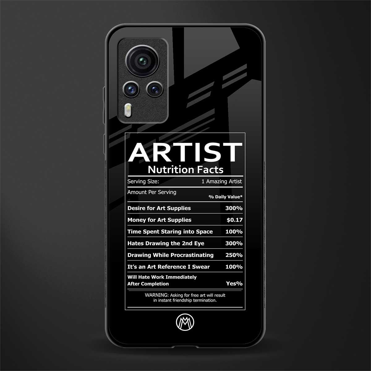 artist nutrition facts glass case for vivo x60 pro image