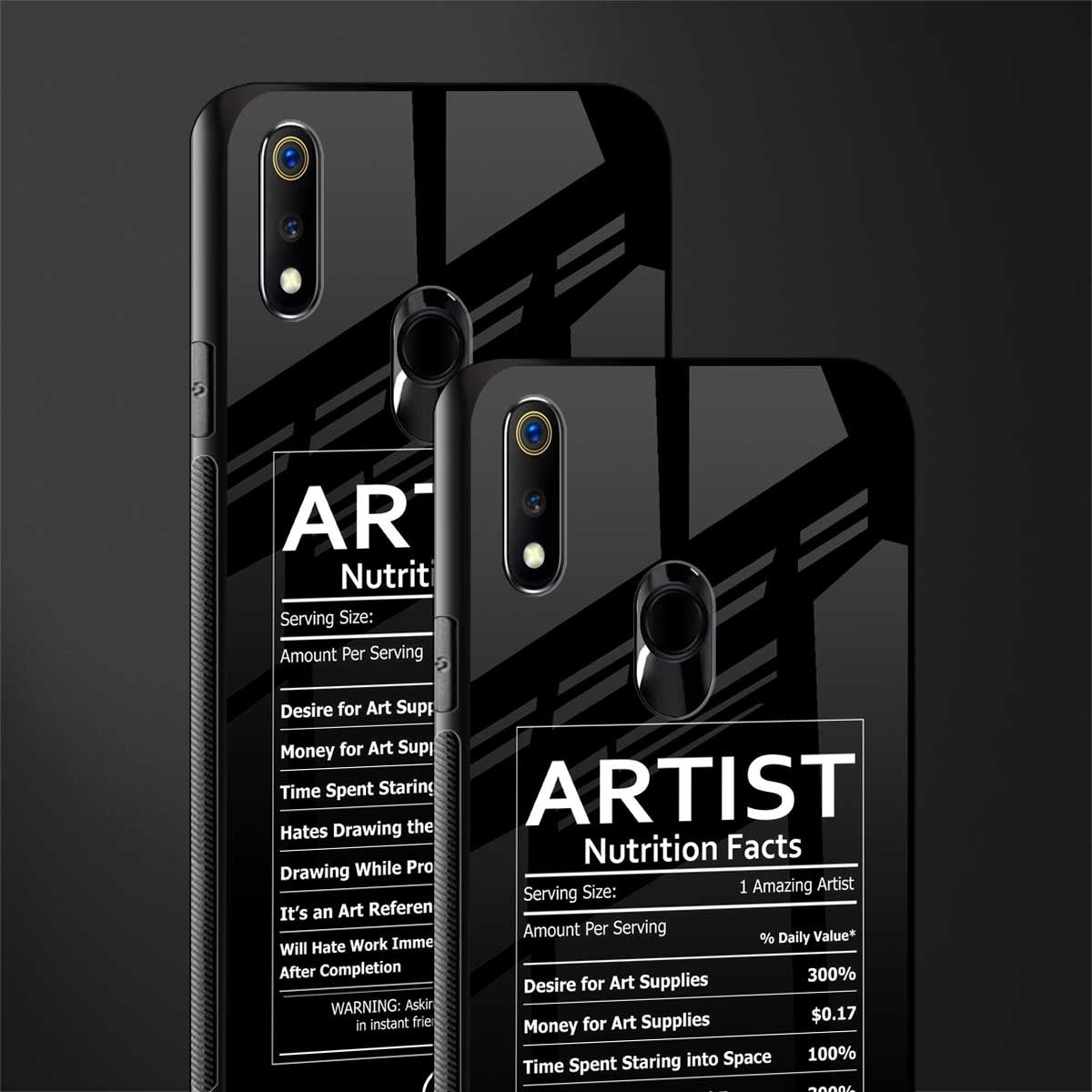 artist nutrition facts glass case for realme 3 image-2