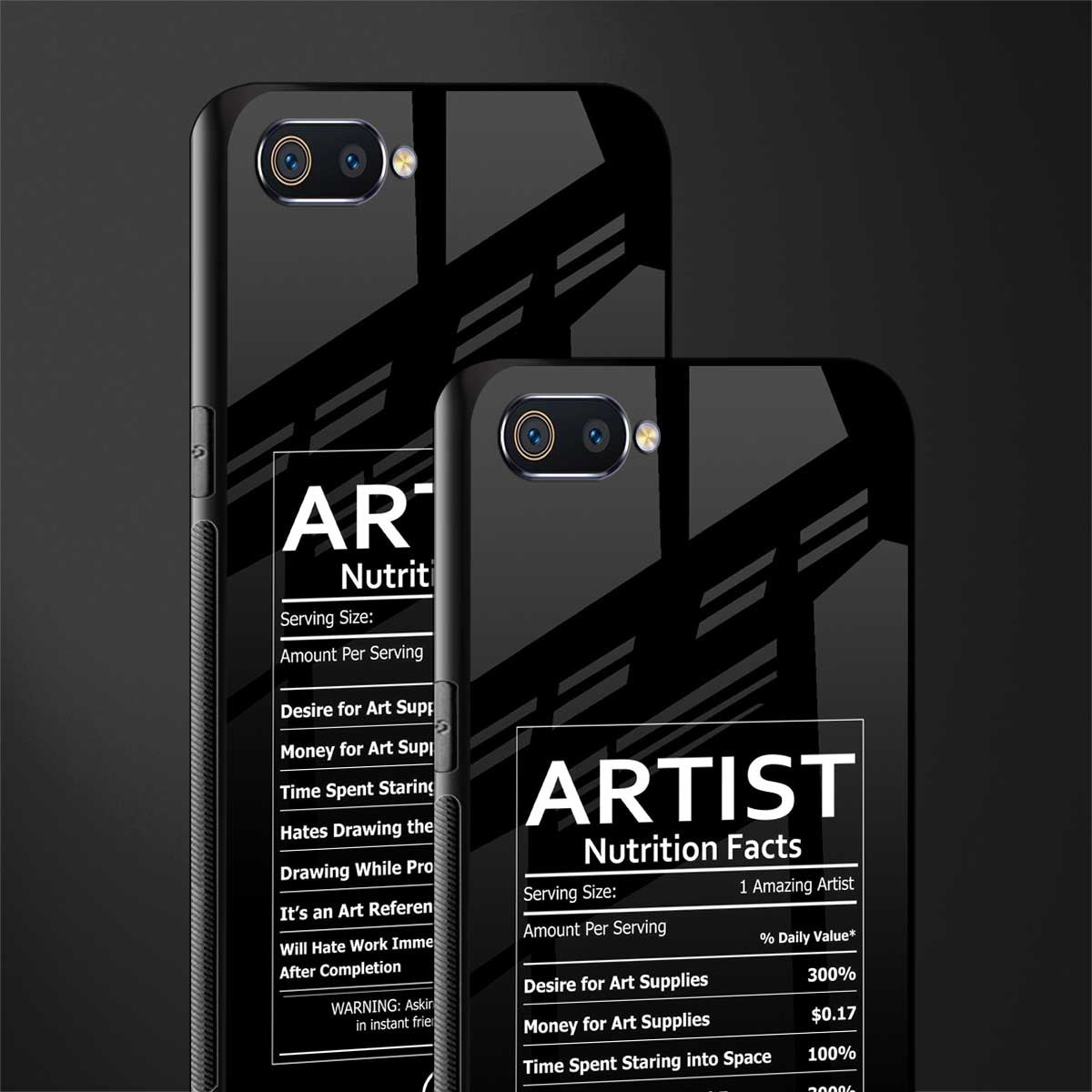 artist nutrition facts glass case for realme c2 image-2