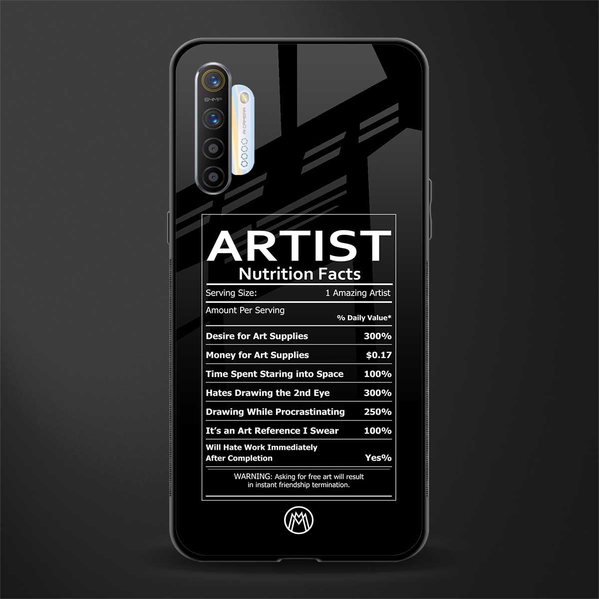 artist nutrition facts glass case for realme x2 image
