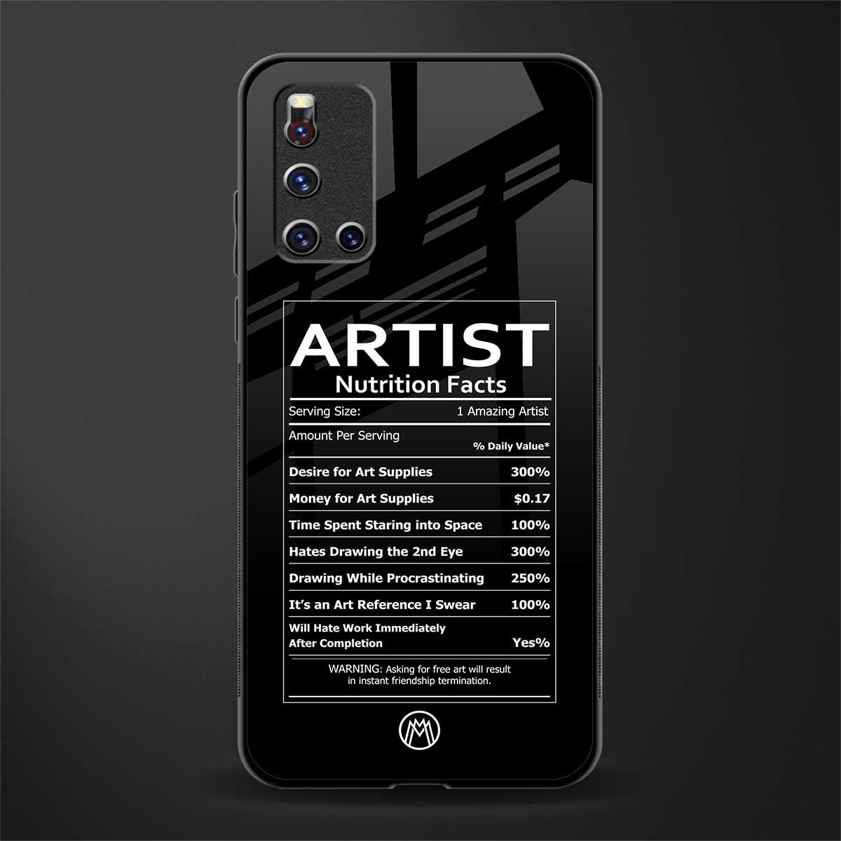 artist nutrition facts glass case for vivo v19 image