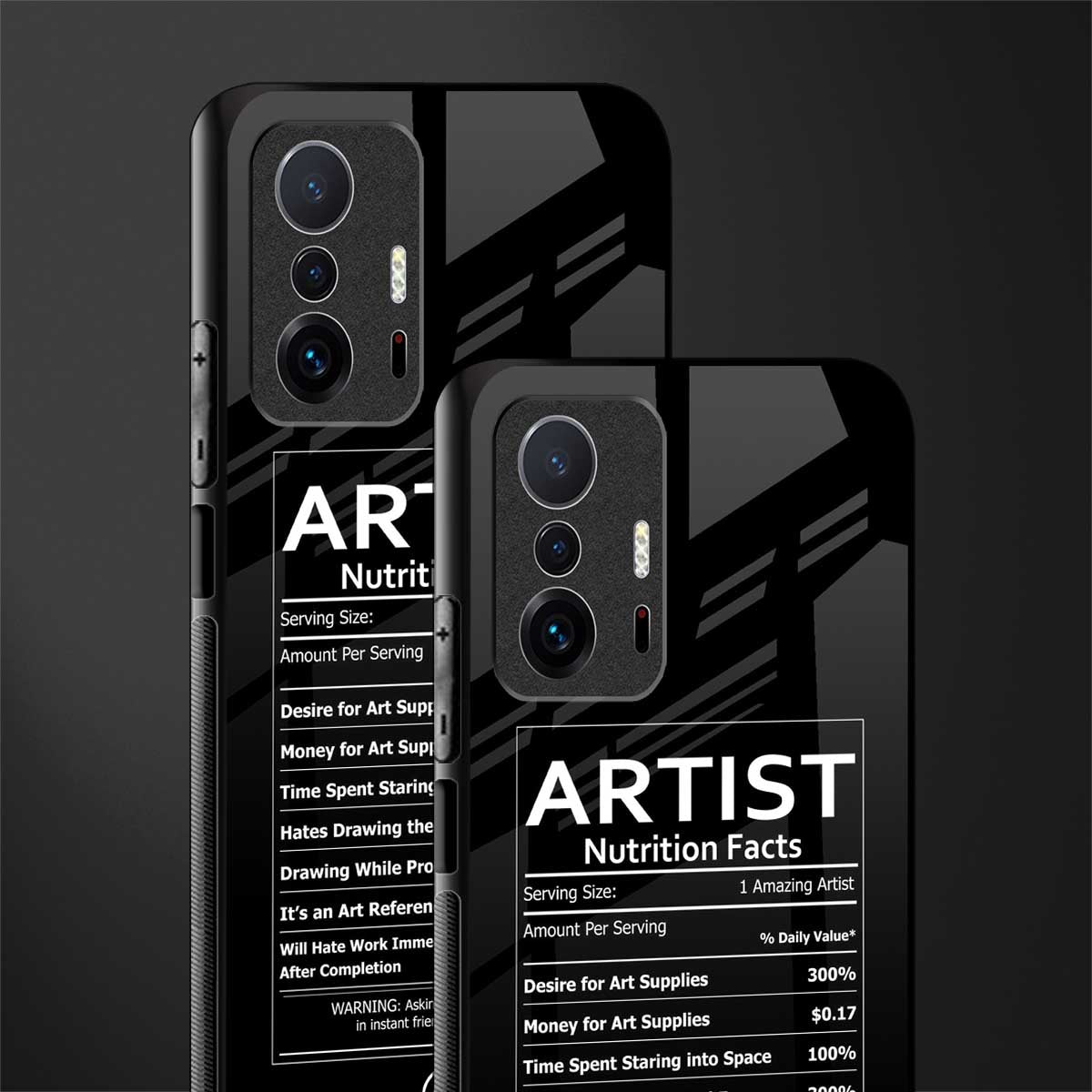 artist nutrition facts glass case for mi 11t pro 5g image-2