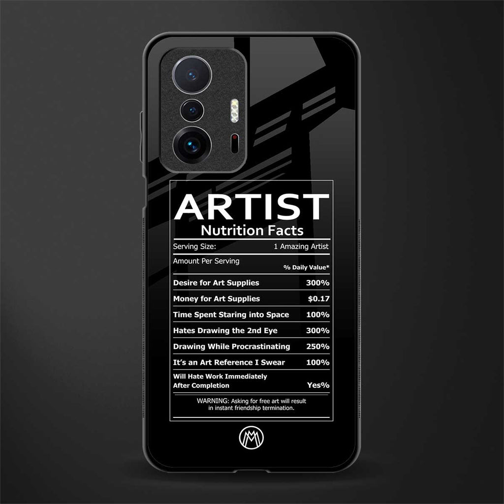 artist nutrition facts glass case for mi 11t pro 5g image