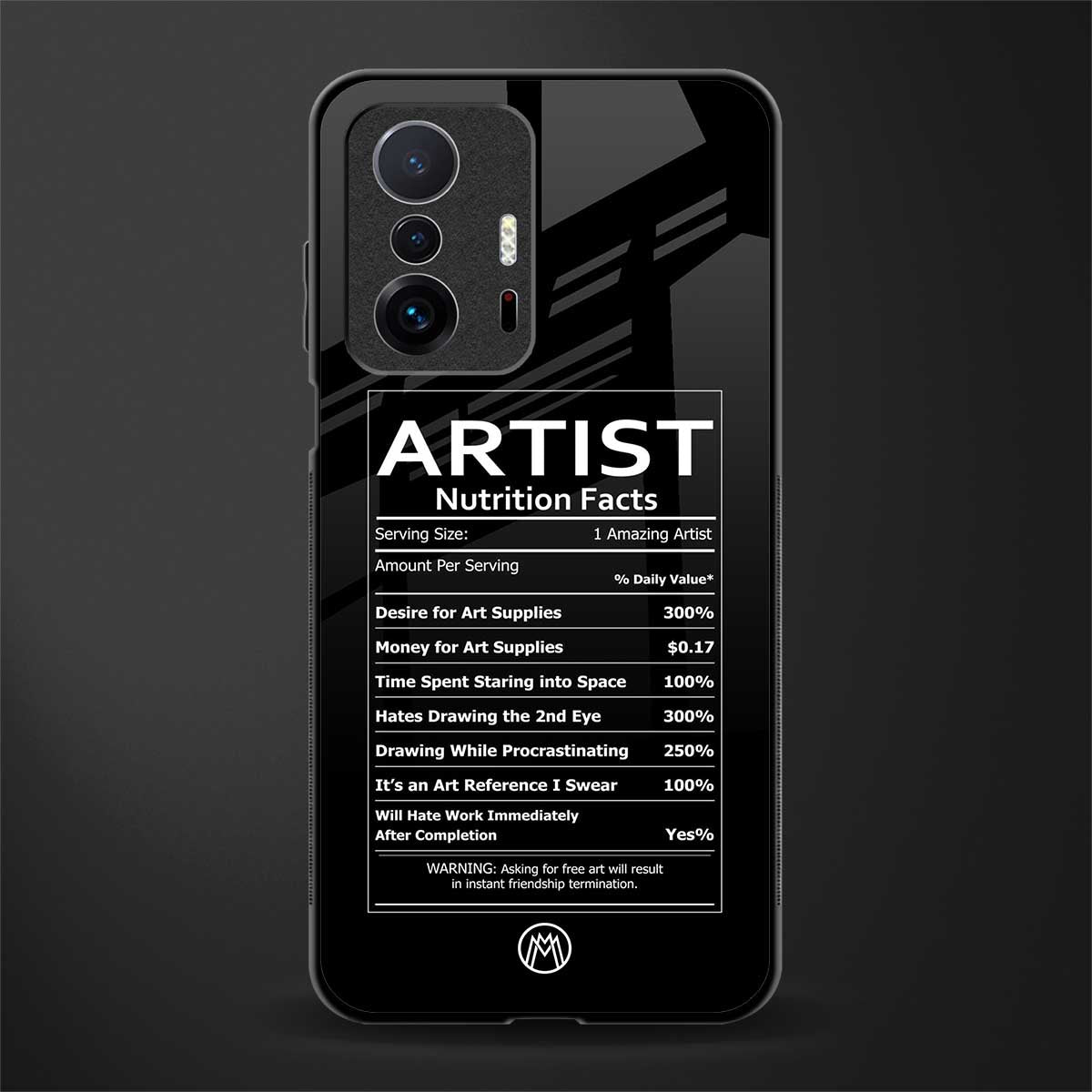 artist nutrition facts glass case for mi 11t pro 5g image
