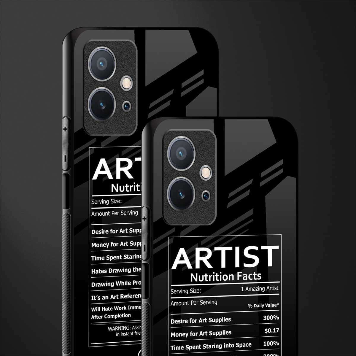 artist nutrition facts glass case for vivo y75 5g image-2