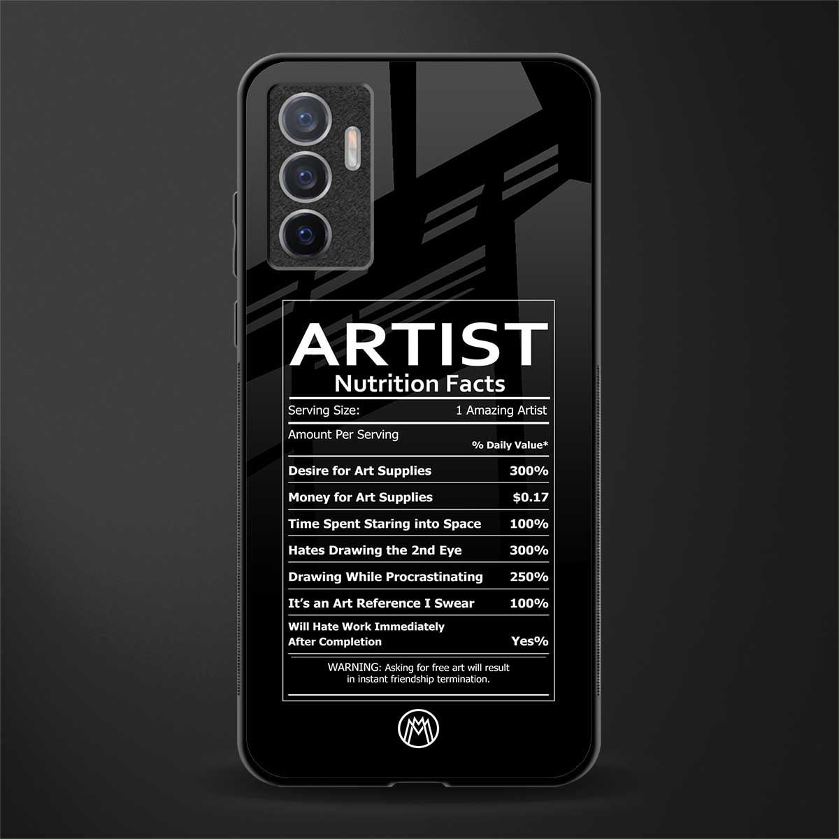artist nutrition facts glass case for vivo v23e image