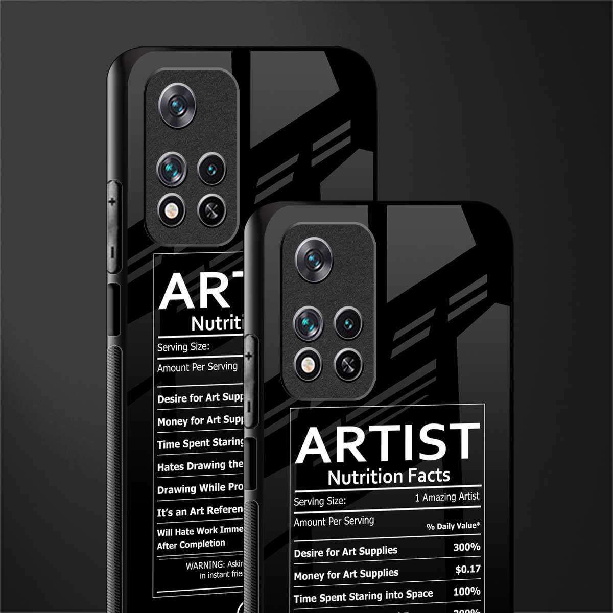 artist nutrition facts glass case for xiaomi 11i 5g image-2