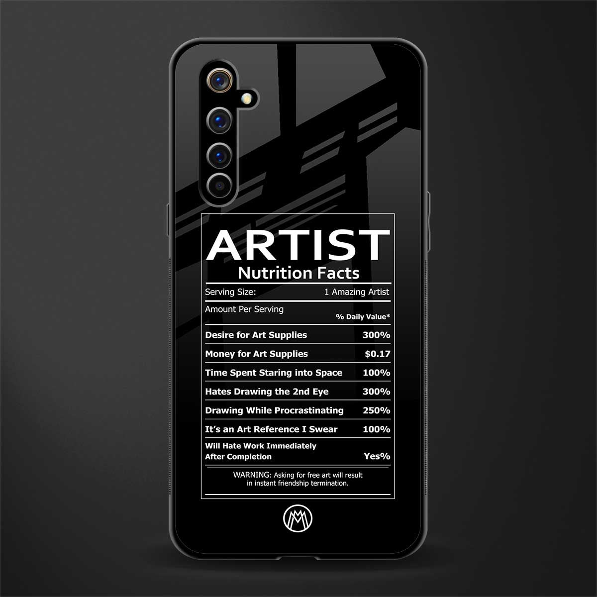 artist nutrition facts glass case for realme x50 pro image