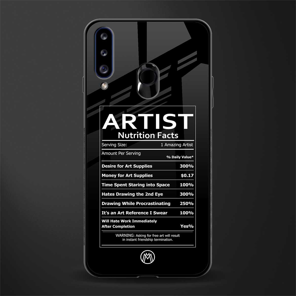 artist nutrition facts glass case for samsung galaxy a20s image