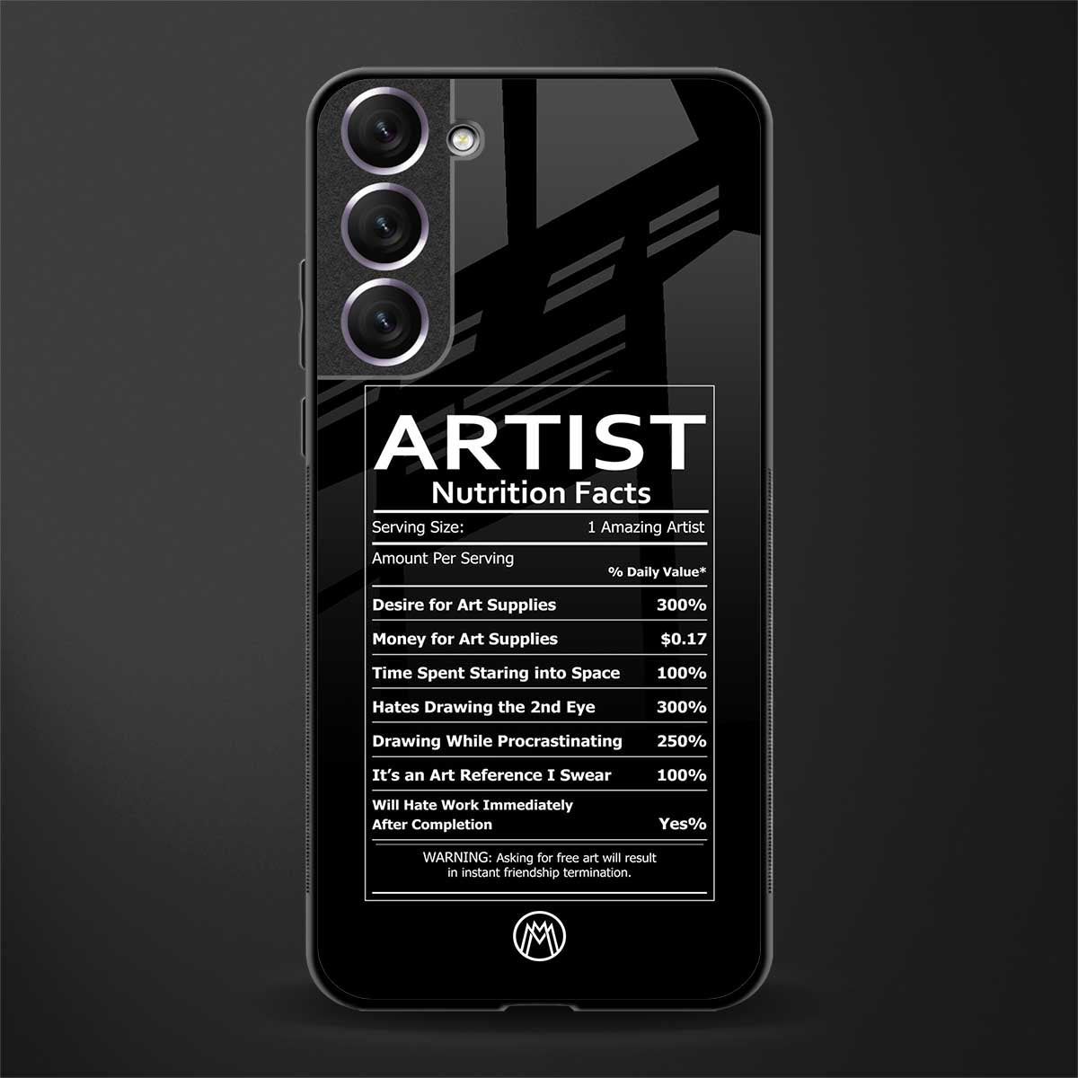 artist nutrition facts glass case for samsung galaxy s22 5g image