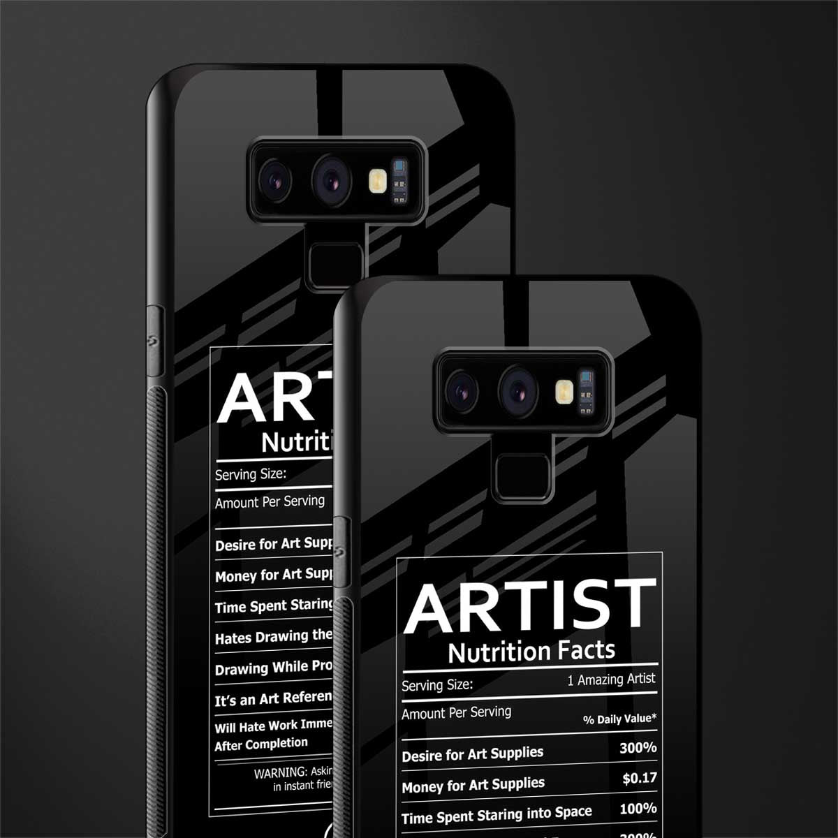 artist nutrition facts glass case for samsung galaxy note 9 image-2