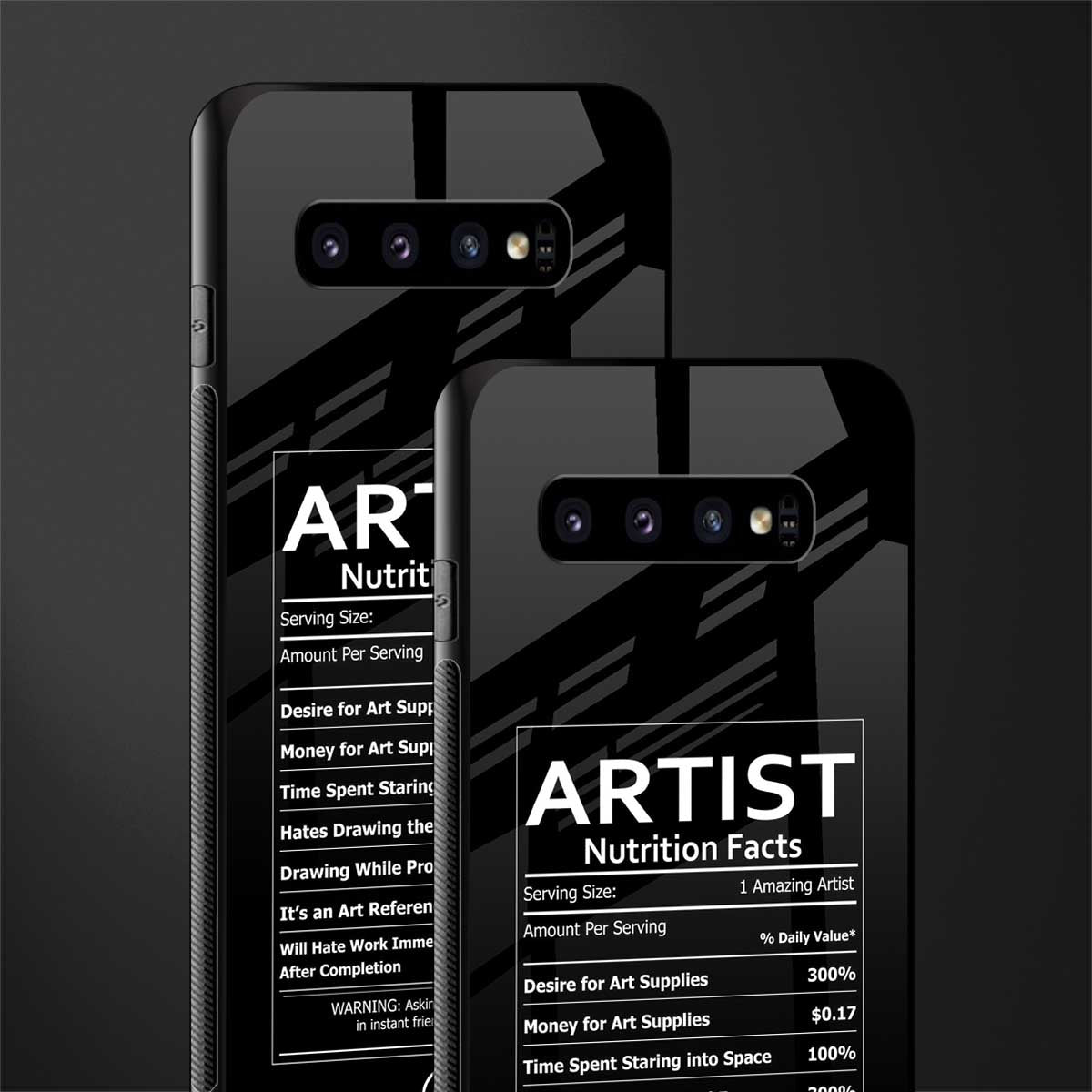 artist nutrition facts glass case for samsung galaxy s10 image-2