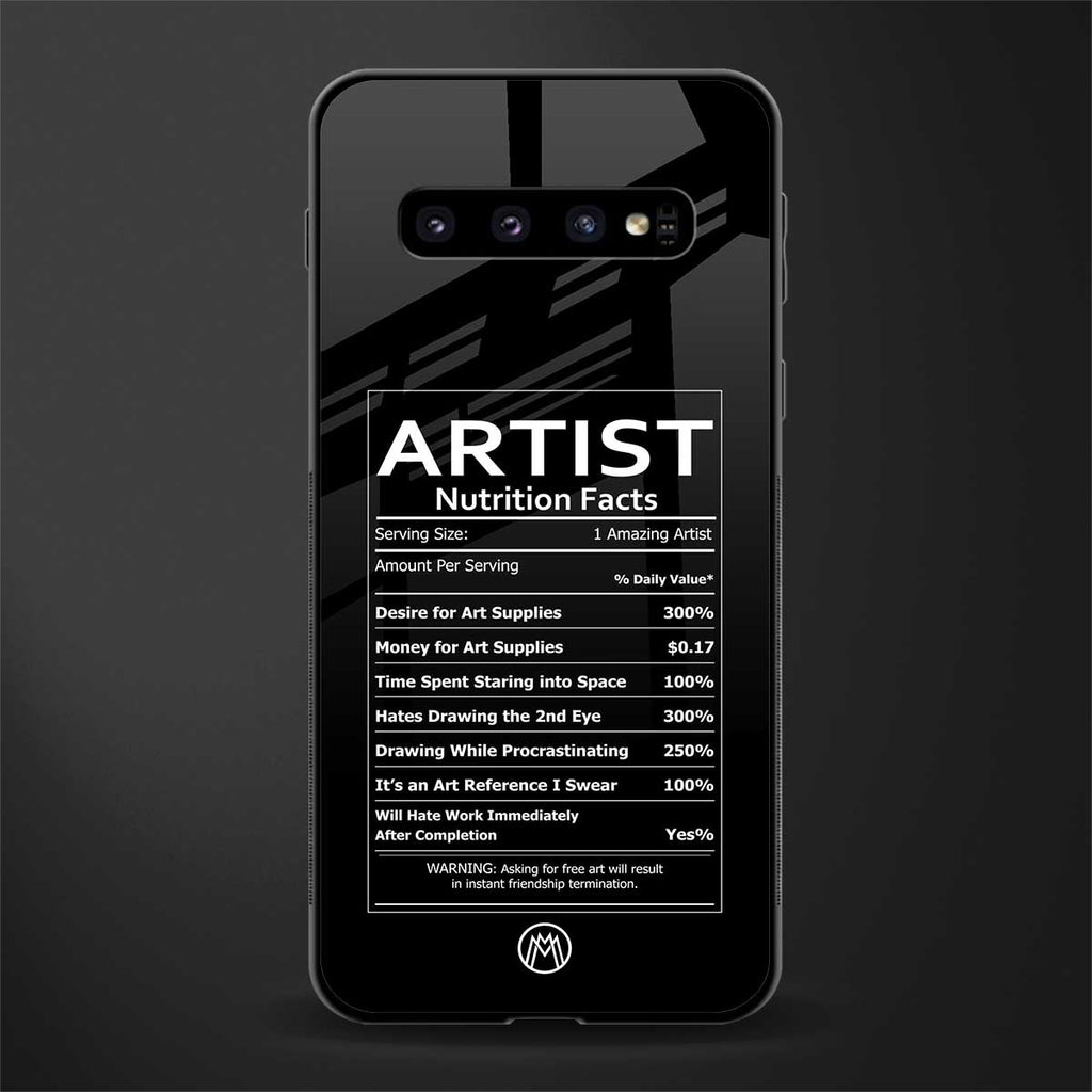 artist nutrition facts glass case for samsung galaxy s10 plus image