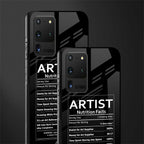 artist nutrition facts glass case for samsung galaxy s20 ultra image-2