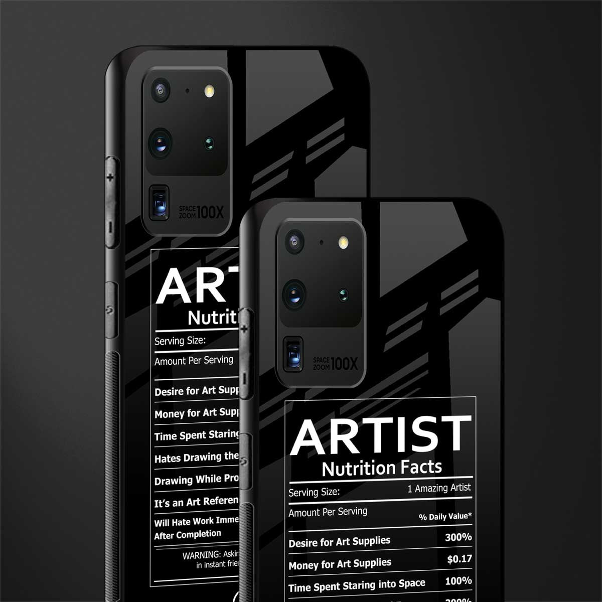 artist nutrition facts glass case for samsung galaxy s20 ultra image-2