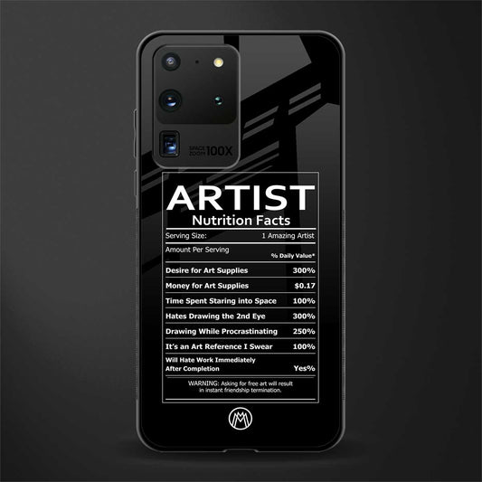 artist nutrition facts glass case for samsung galaxy s20 ultra image