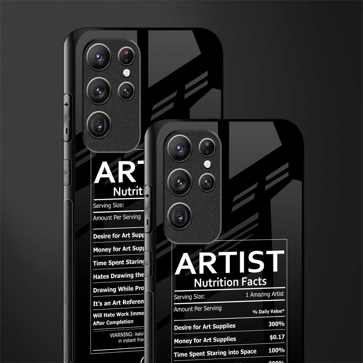 artist nutrition facts glass case for samsung galaxy s22 ultra 5g image-2