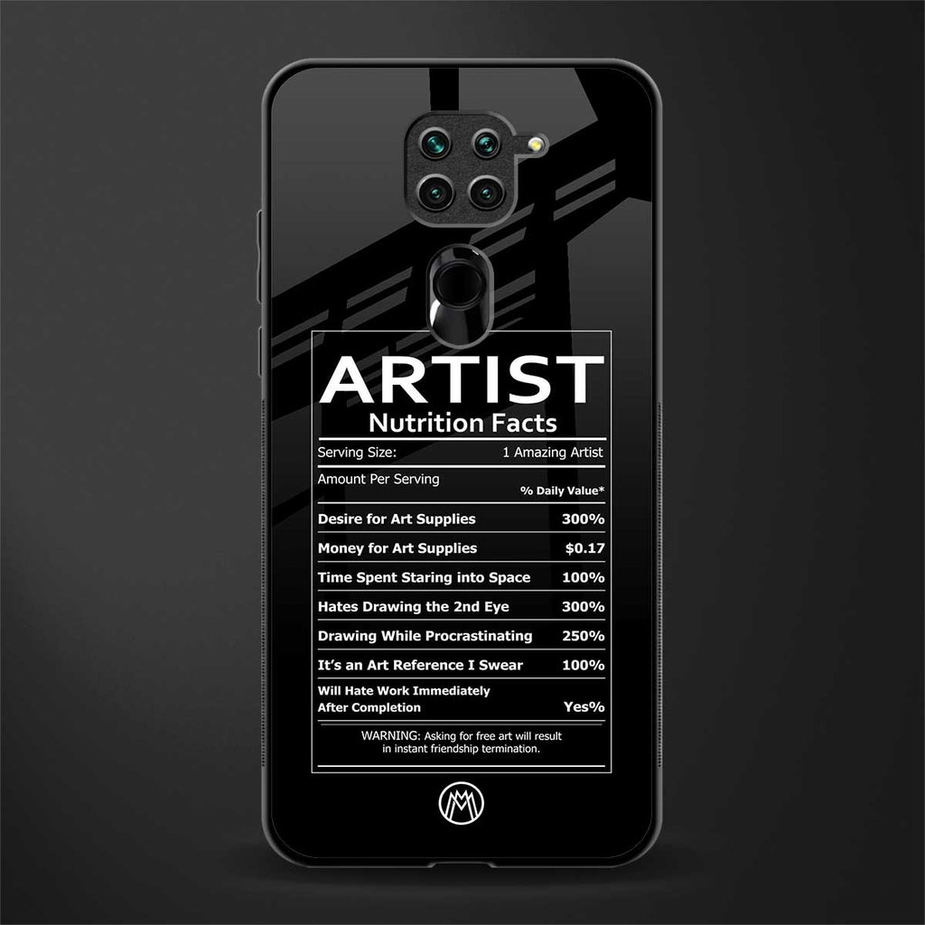 artist nutrition facts glass case for redmi note 9 image