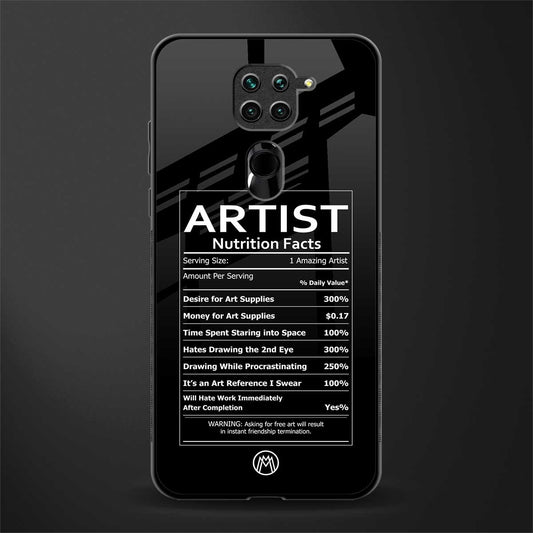 artist nutrition facts glass case for redmi note 9 image