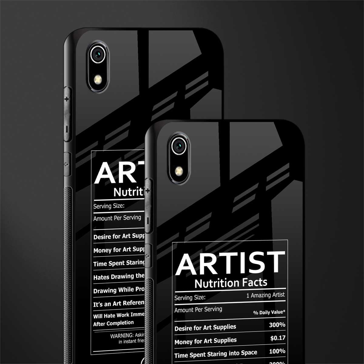 artist nutrition facts glass case for redmi 7a image-2