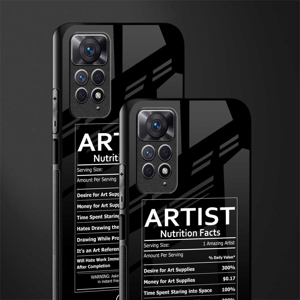 artist nutrition facts glass case for redmi note 11 image-2