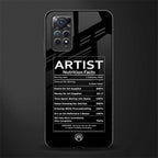 artist nutrition facts glass case for redmi note 11s image