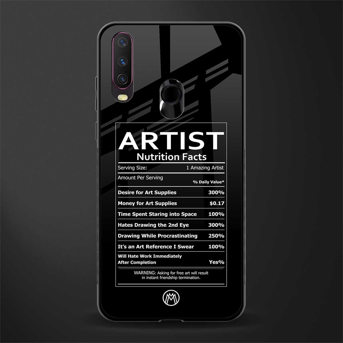 artist nutrition facts glass case for vivo y17 image