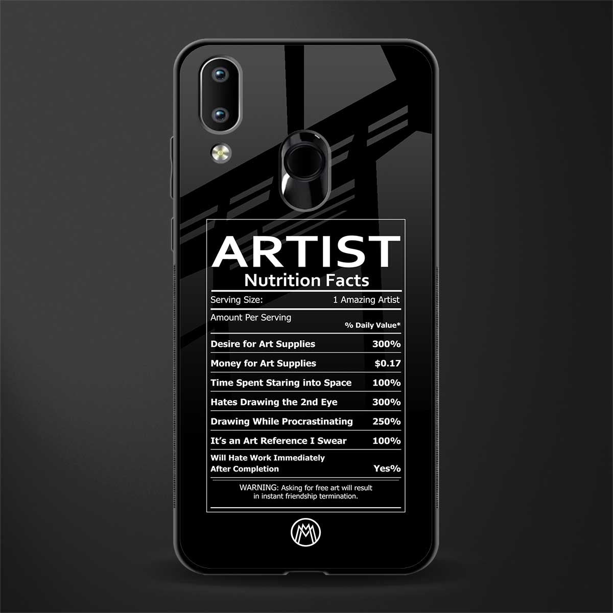 artist nutrition facts glass case for vivo y93 image