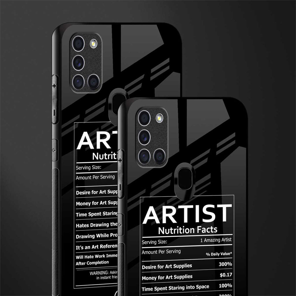 artist nutrition facts glass case for samsung galaxy a21s image-2