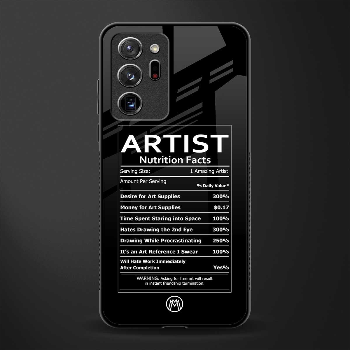artist nutrition facts glass case for samsung galaxy note 20 ultra 5g image