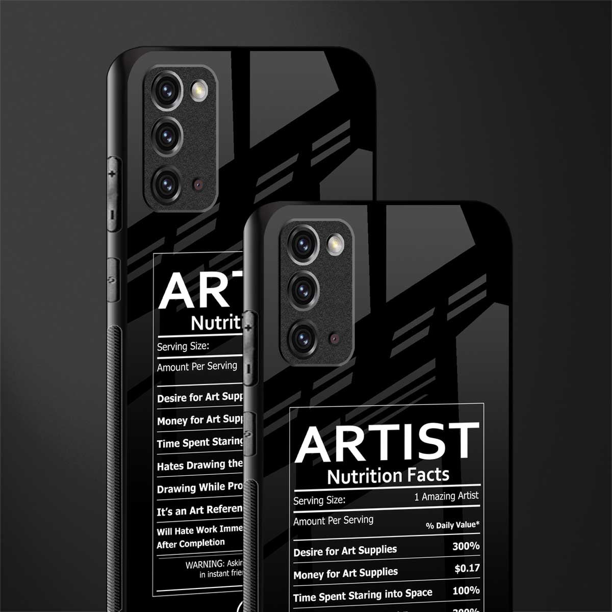artist nutrition facts glass case for samsung note 20 image-2