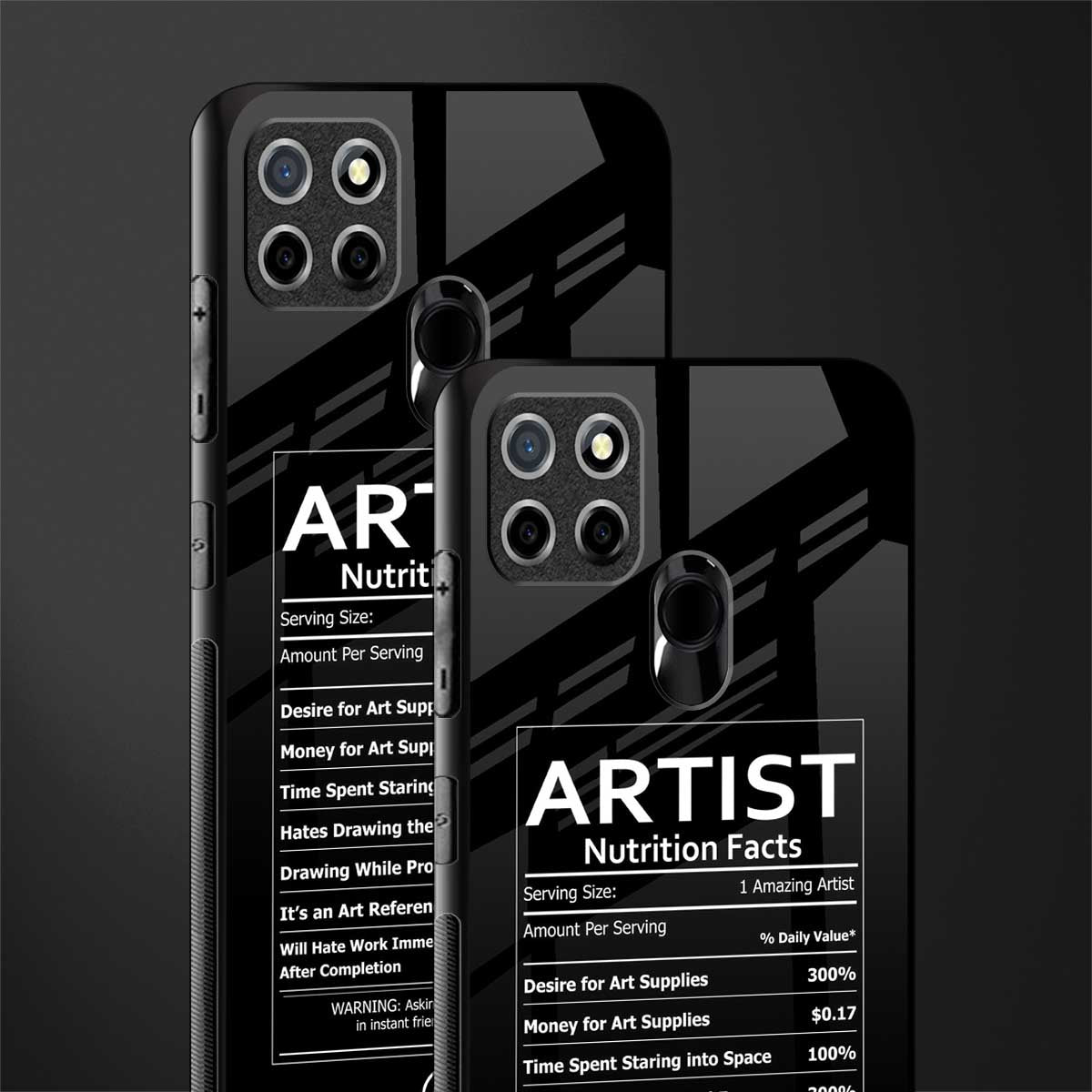 artist nutrition facts glass case for realme narzo 20 image-2