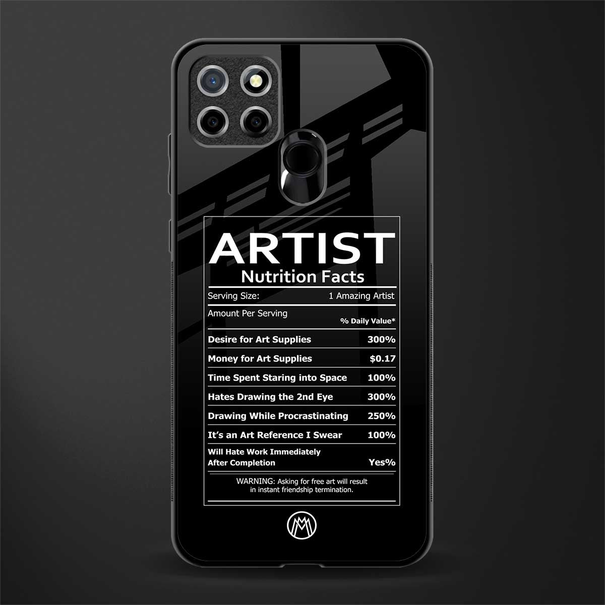 artist nutrition facts glass case for realme narzo 30a image